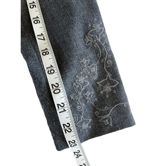 Tristan & Iseut Gray Long Length Embroidered Blazer Jacket‎ Lined Gray Button 2 - Picture 2 of 9